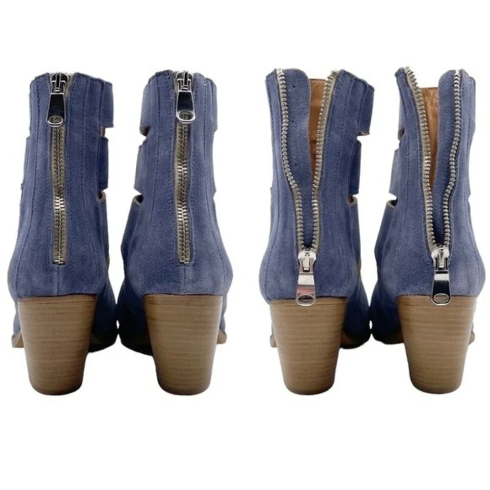 NWT Free People Brayden Fisherman Bootie Boardwalk Blue Suede Size 7.5 In Box